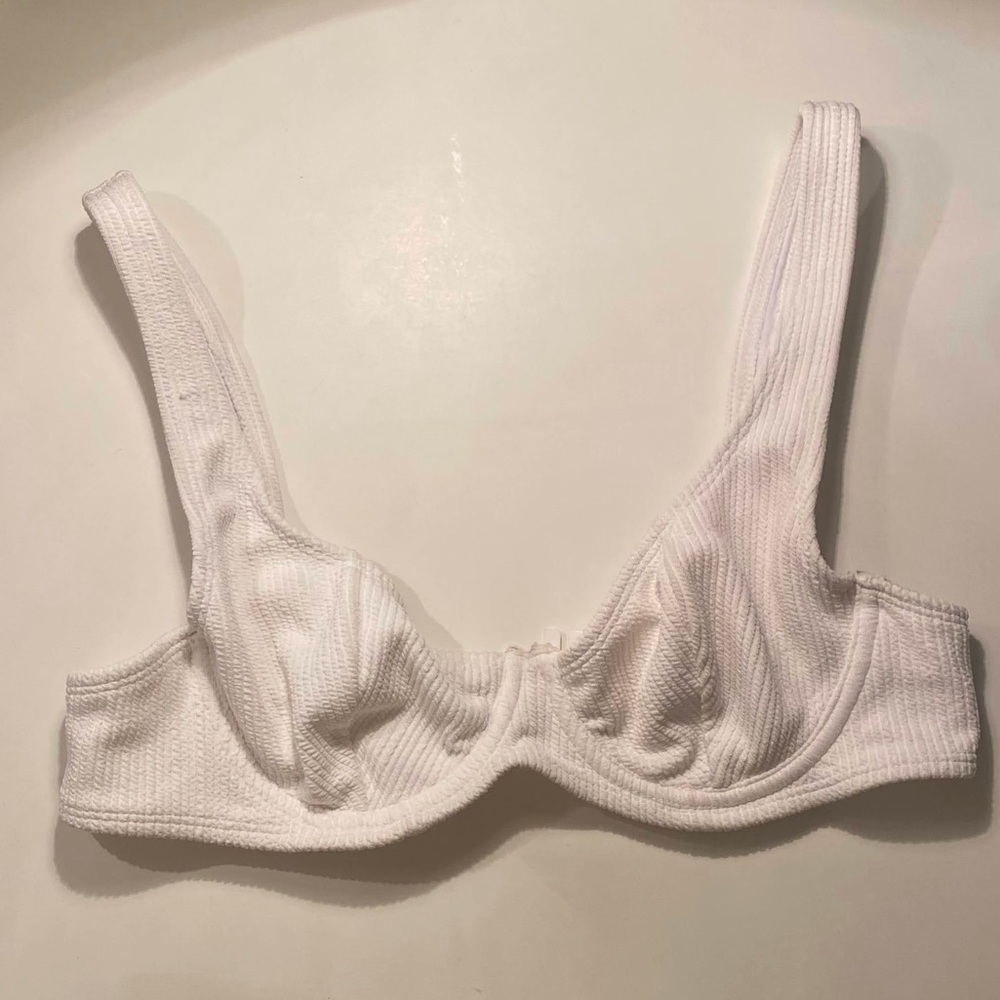 Women's White Ribbed Bra